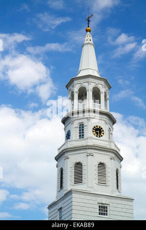 The steeple of St. Michael's Episcopal Church in Charleston, South Carolina, USA. Stock Photo