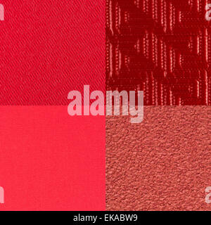 Set of red vinyl samples, texture background. Stock Photo