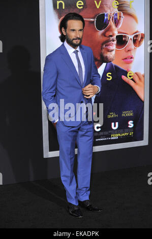 LOS ANGELES, CA - FEBRUARY 24, 2015: Rodrigo Santoro at the Los Angeles premiere of his movie 'Focus' at the TCL Chinese Theatre, Hollywood. Stock Photo