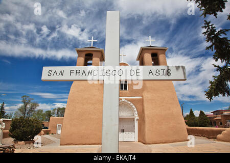 The church at the plaza at Rancho de Taos near Taos, New Mexico, is one of the most photographed churches. Stock Photo