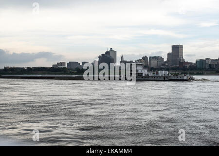 Tour Cruise on the Mississippi,The Memphis Riverfront,barge traffic Stock Photo