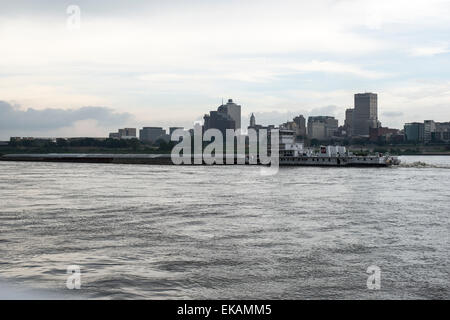 Tour Cruise on the Mississippi,The Memphis Riverfront Barge traffic Stock Photo