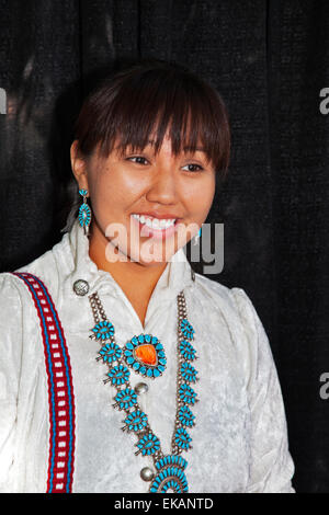 The Santa Fe Indian Market is held in August of each year on the Santa Fe Plaza and is the largest Native American Art event Stock Photo