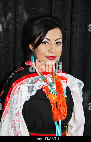 The Santa Fe Indian Market is held in August of each year on the Santa Fe Plaza and is the largest Native American Art event Stock Photo