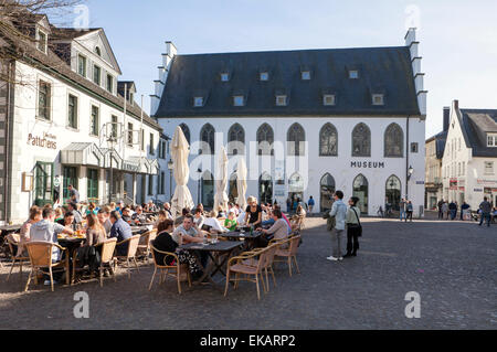 Restaurant and museum at the Alter Markt square, Hanseatic City of Attendorn, Sauerland region, North Rhine-Westphalia, Germany, Stock Photo