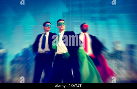 Superhero Businessman Stock Market Concept Stock Photo