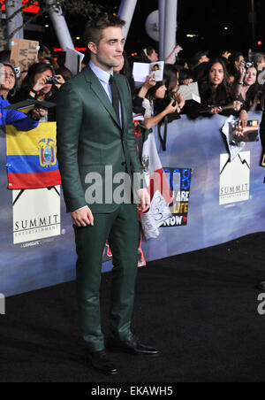 LOS ANGELES, CA - NOVEMBER 12, 2012: Robert Pattinson at the world premiere of his movie 'The Twilight Saga: Breaking Dawn - Part 2' at the Nokia Theatre LA Live. Stock Photo