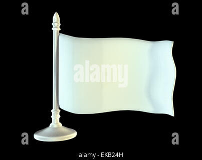 White blank flag on metal shiny flagpole. 3D generated image rendering Stock Photo