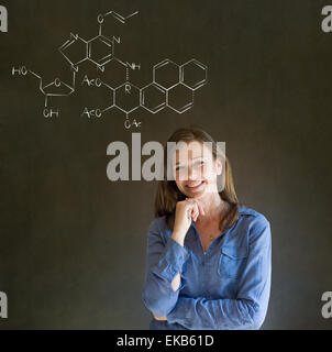 Learn science or chemistry teacher with chalk background Stock Photo