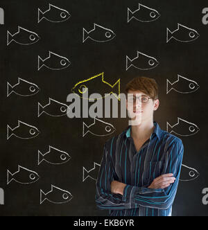 Independent thinking business man, student or teacher Stock Photo