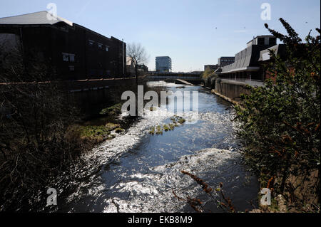 Rotherham Yorkshire UK  - River canal running through town centre Stock Photo