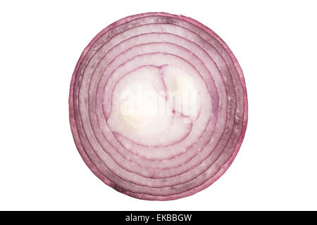 Cross section of red onion isolated on white background Stock Photo