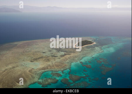 Aerial photography of coral reef formations of the Great Barrier Reef, UNESCO, near Cairns, North Queensland, Australia, Pacific Stock Photo