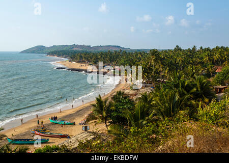 View over Anjuna beach, Goa, India, Asia Stock Photo