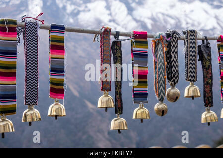 Yak bells on sale in a small market town in the Sagarmatha National Park, Nepal, Asia Stock Photo