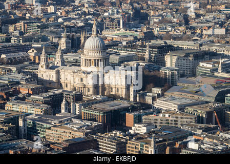 Elevated view of St. Paul's Cathedral and surrounding buildings, London, England, United Kingdom, Europe Stock Photo