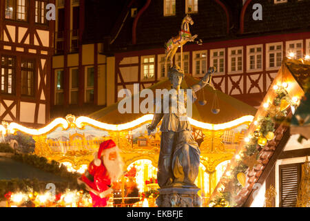 Christmas Market in Romerberg, Frankfurt, Germany, Europe Stock Photo