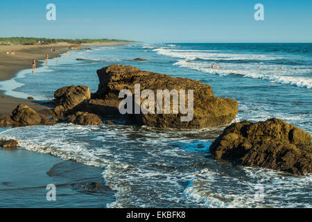 Poneloya Beach, a popular little Pacific Coast surf resort, west of the northern city of Leon, Leon, Nicaragua, Central America Stock Photo