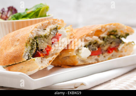 ciabatta panini sandwichwith vegetable and feta Stock Photo