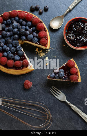 Gluten-free blueberry and raspberry pie, jam Stock Photo