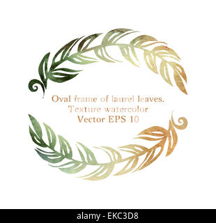 oval frame of laurel leaves Stock Photo