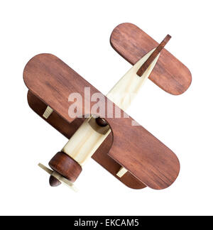 Wooden airplane model top view isolated Stock Photo