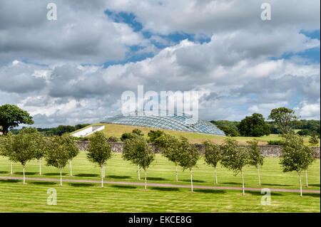 The National Botanic Garden of Wales, Llanarthney, Wales, UK. The Great Glasshouse, designed by Norman Foster - exterior Stock Photo