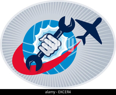 aviation aircraft mechanic hand spanner Stock Photo