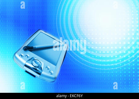 PDA on blue abstract background Stock Photo