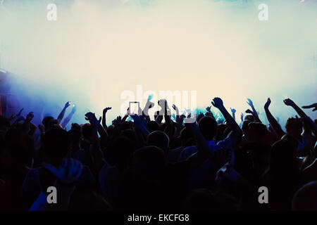 Silhouette of a crowd at a concert Stock Photo