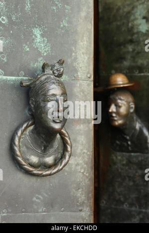 Detail of the bronze entrance door of the art museum in the Monastery of Our Lady. Design by Heinrich Apel. Magdeburg, Germany. Stock Photo