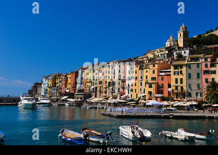 Traditional Mediterranean architecture of Portovenere, La Spezia, Liguria, Italy Stock Photo