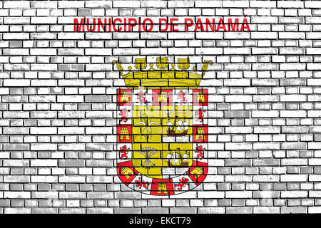 flag of Panama City painted on brick wall Stock Photo