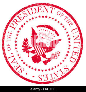 A depiction of the seal of the president of the United States of America as a red ink rubber stamp Stock Photo
