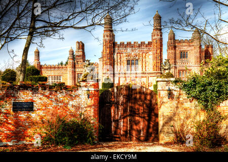 Tudor Manor house East Barsham Norfolk building entrance gate exterior facade UK England Stock Photo