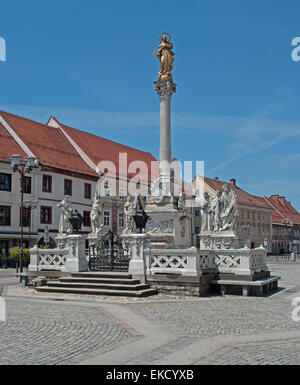 Maribor, Lower Styria, Region, Slovenia, Europe, Plague Monument, Galvni Trg, Main Town Square, Old Town, Stock Photo