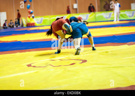 Orenburg Sambo Championship on the 75-th anniversary of Russian Sambo Federation. 17.11.2013, city of Orenburg, Southern Ural, Russia Stock Photo