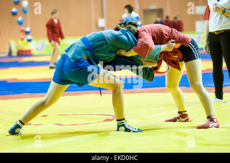 Orenburg Sambo Championship on the 75-th anniversary of Russian Sambo Federation. 17.11.2013, city of Orenburg, Southern Ural, Russia Stock Photo