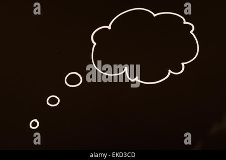 think bubble on blackboard Stock Photo