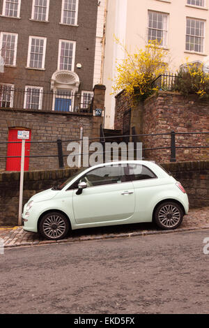 Fiat 500 car vehicle parked on St Michaels Hill in Bristol UK Stock Photo