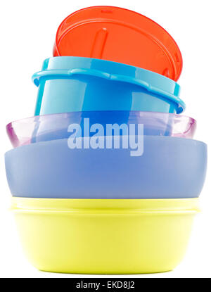 Colorful plastic bowls Stock Photo
