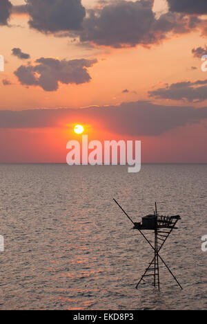 Fishing rig at the Black Sea. Fishing plant. Stock Photo