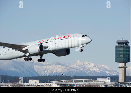 Air Canada Boeing 777-333 ER on taking off at YVR Vancouver International Airport Stock Photo