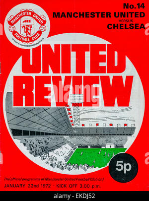 Manchester United v Chelsea football programme. 22nd January 1972.
