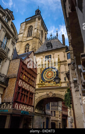 The great clock ( Le Gros Horloge). Rouen. Normandy. France Stock Photo