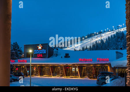 Ski slopes and indoor fitness centre at Levi. Lapland. Finland. Scandinavia Stock Photo