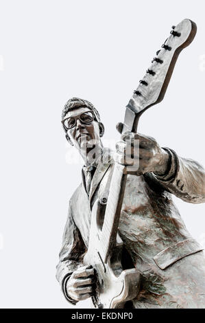 Statue of Buddy Holly on the Walk of Fame in Lubbock, Texas, USA Stock Photo