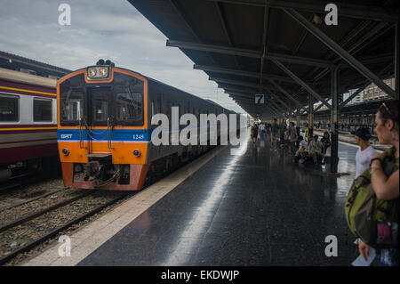 Main train station in Bangkok where many trains leave to northern Thailand. Stock Photo
