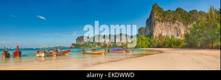 Panorama of the west Railay beach Stock Photo