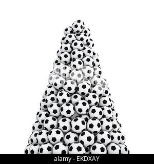 3D render of piled soccer balls Stock Photo